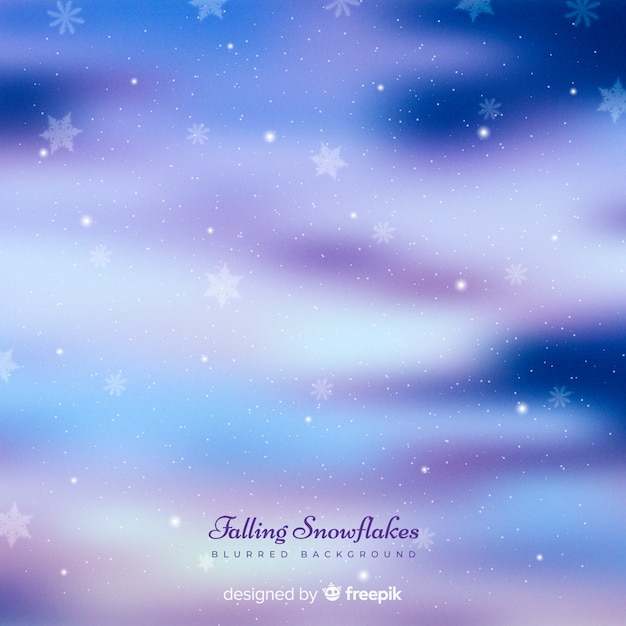 Free vector realistic falling snowflakes in sky background