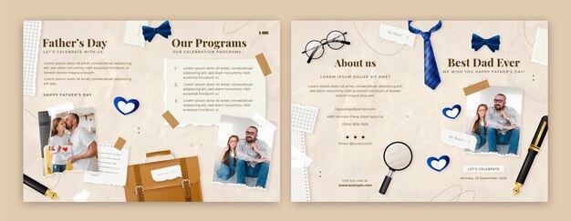 Realistic father's day brochure template