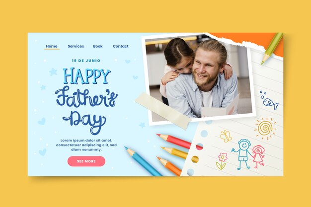 Realistic father's day landing page template