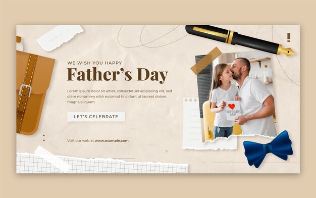 Realistic father's day social media promo template