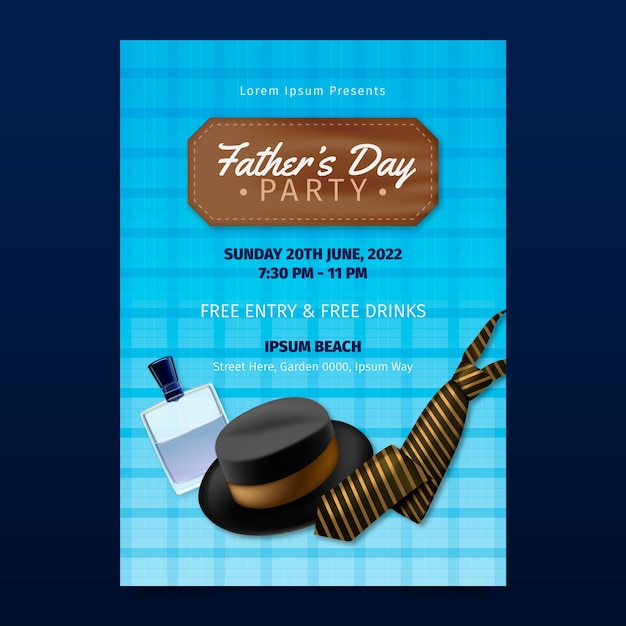 Free Vector realistic father's day vertical flyer template