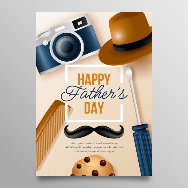 Realistic father's day vertical flyer template