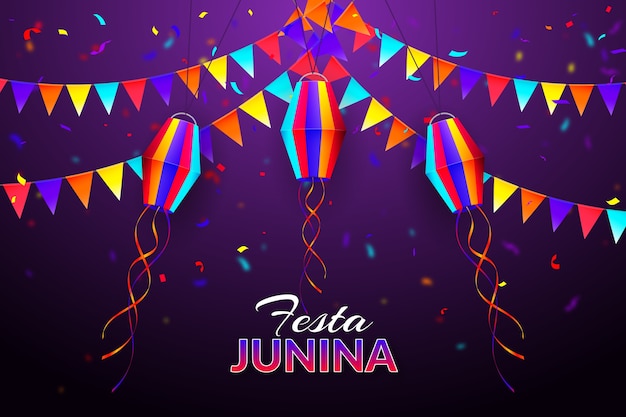 Free Vector realistic festa junina confetti and garlands