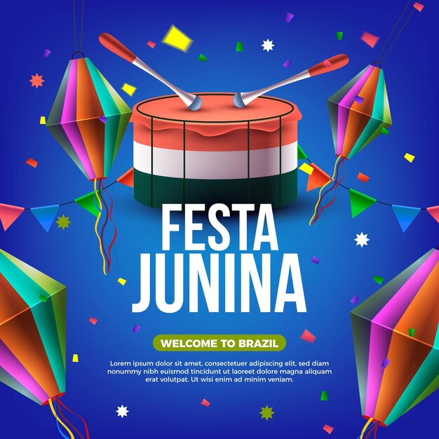 Realistic festa junina event illustration