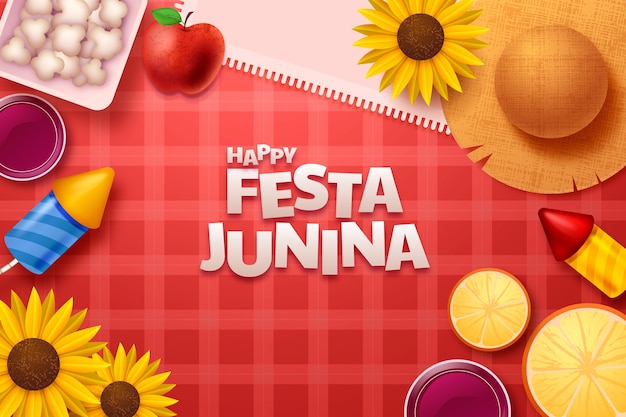 Realistic festas juninas background