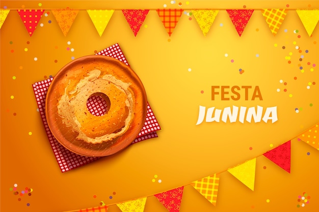 Realistic festas juninas illustration with food