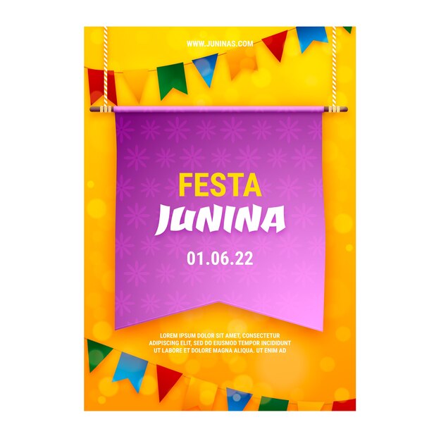 Realistic festas juninas poster template