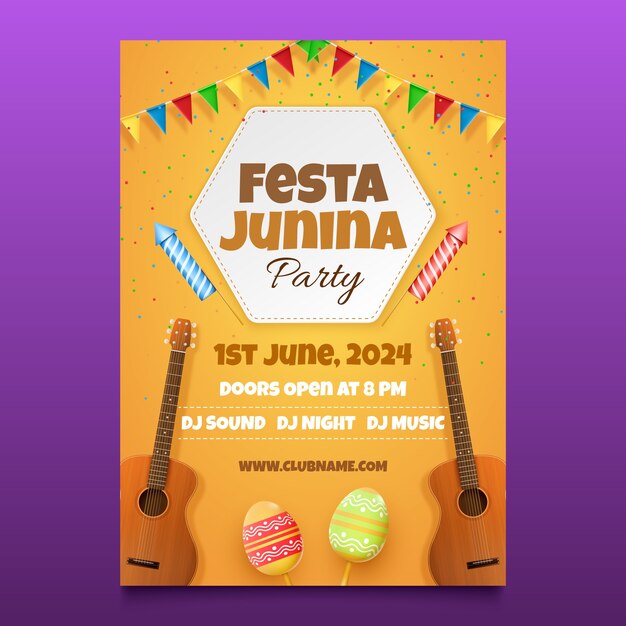 Realistic festas juninas vertical poster template