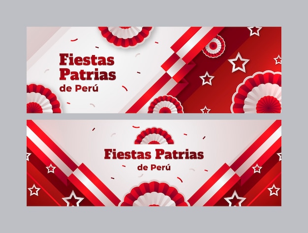 Free vector realistic fiestas patrias horizontal banners set with rosettes