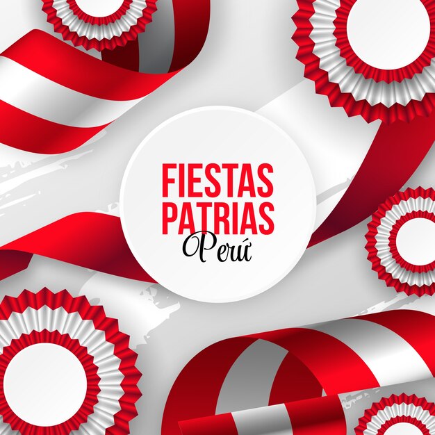 Realistic fiestas patrias illustration with rosettes