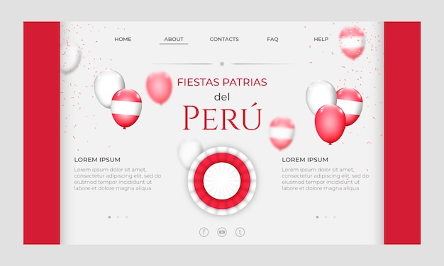 Realistic fiestas patrias peru landing page template