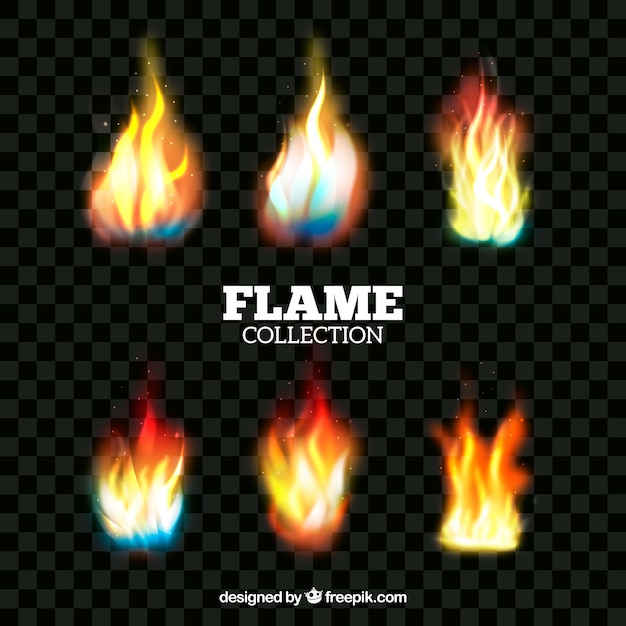 Realistic fire flame collection