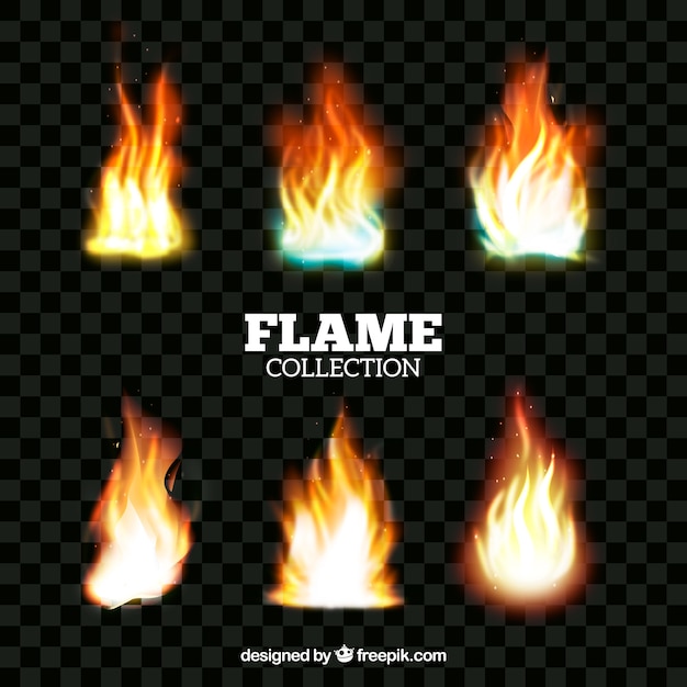 Realistic fire flame collection