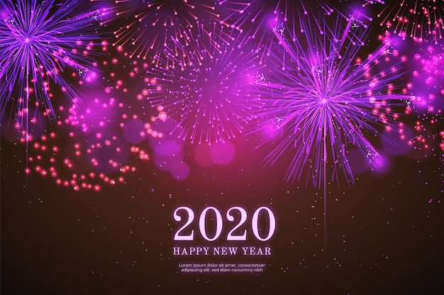 Realistic fireworks new year 2020 background in black