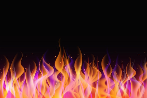 Free Vector realistic flames frame background