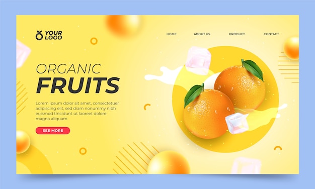 Free Vector realistic and flat design fruits landing page