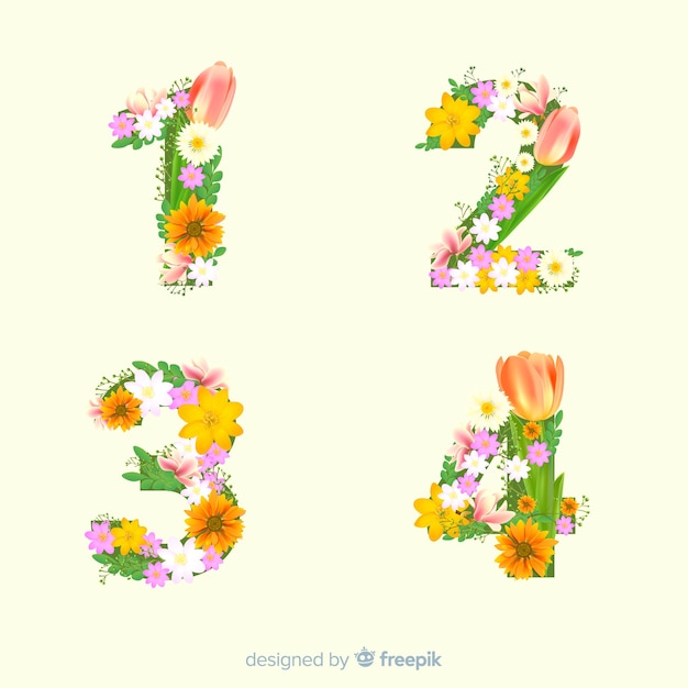 Free Vector realistic floral alphabet