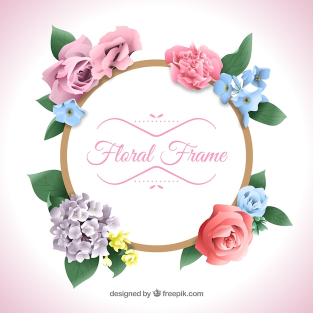 Realistic floral frame with elegant style