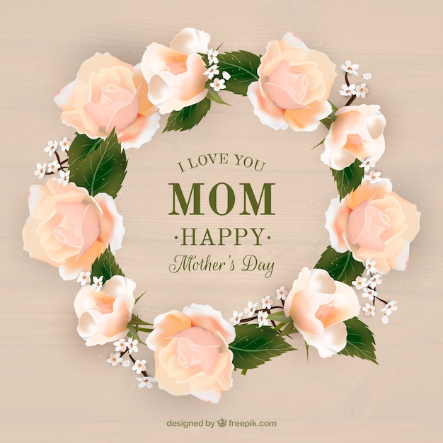 Realistic floral wreath for mother's day