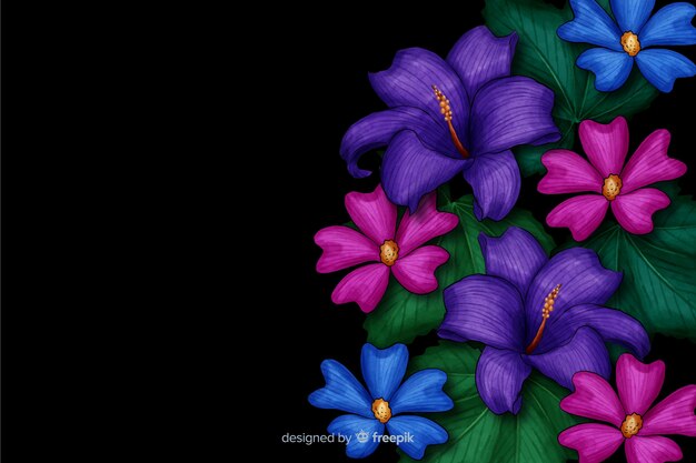 Realistic flowers on a dark background