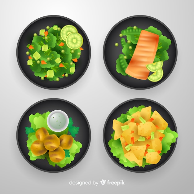 Realistic food dish collection