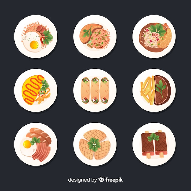 Realistic food dish collection