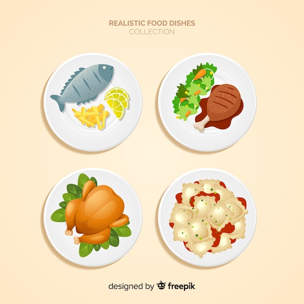 Realistic food dishes collection