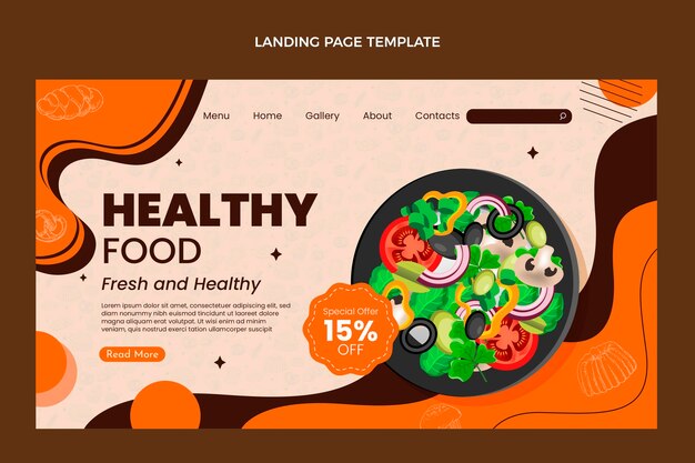 Realistic food landing page template