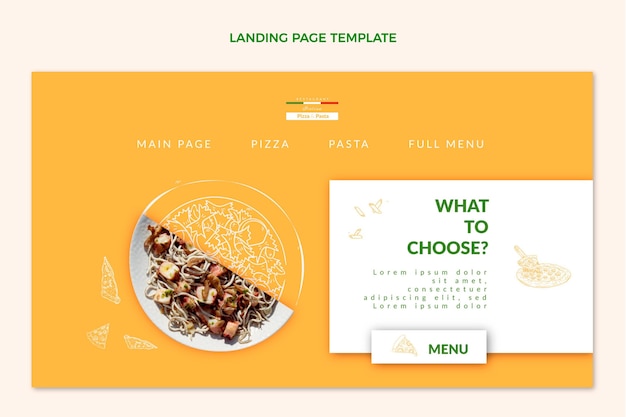 Realistic food landing page