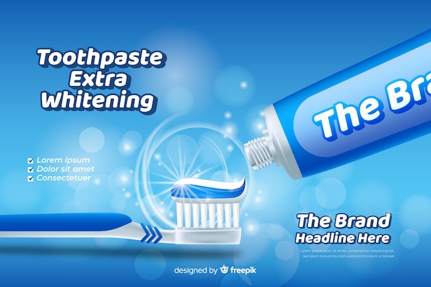 Realistic fresh toothpaste poster ad