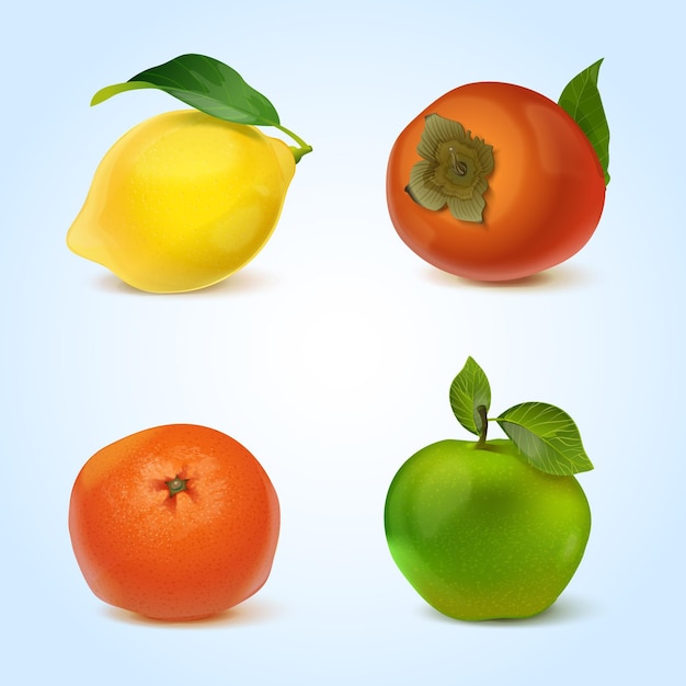 Realistic fruits collection