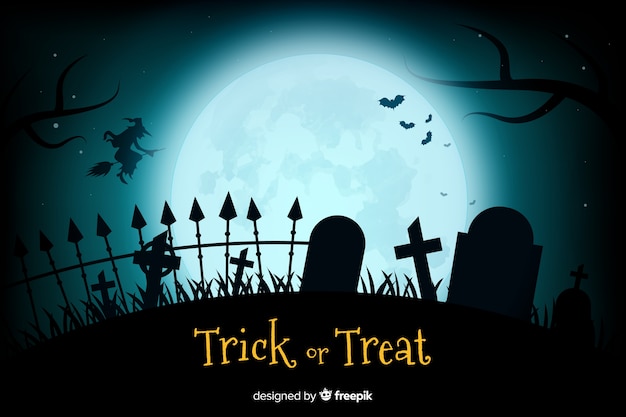 Free Vector realistic full moon and cemetery background