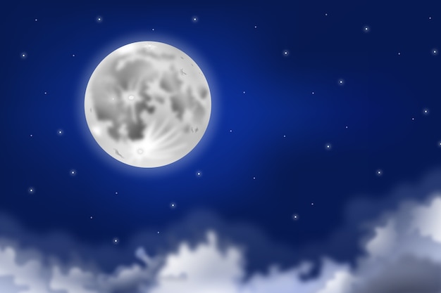 Free vector realistic full moon sky background concept