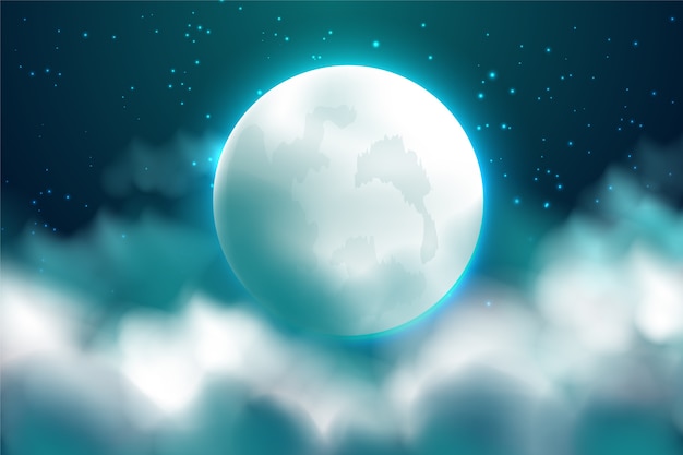 Free vector realistic full moon sky background