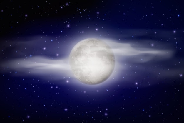 Free Vector realistic full moon sky background