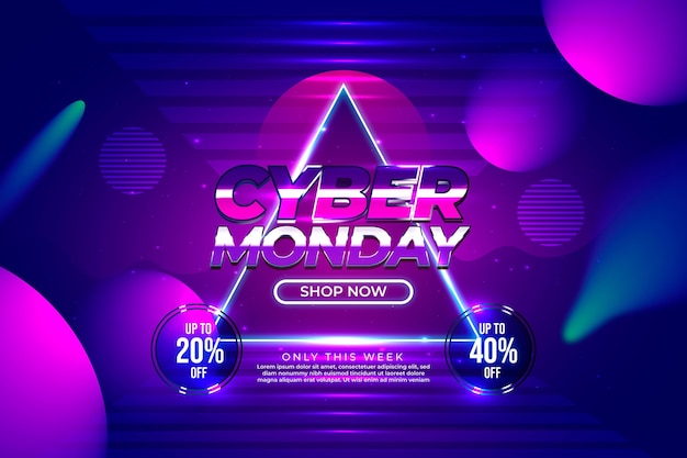 Realistic futuristic cyber monday background