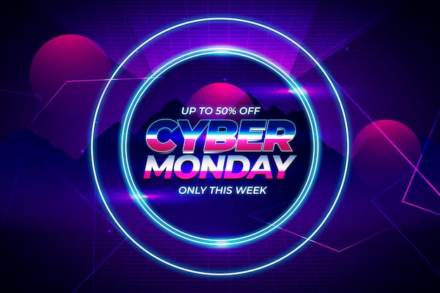 Realistic futuristic cyber monday background