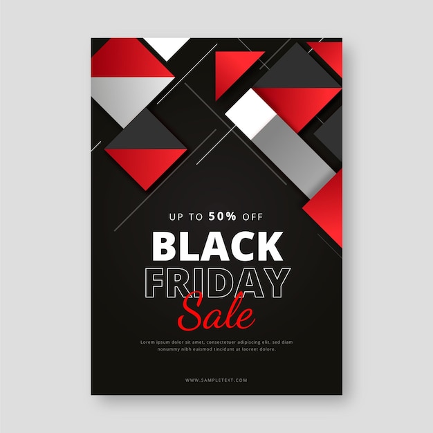 Realistic geometric black friday vertical poster template