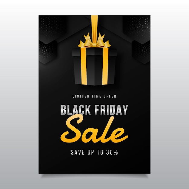 Realistic geometric black friday vertical sale poster template