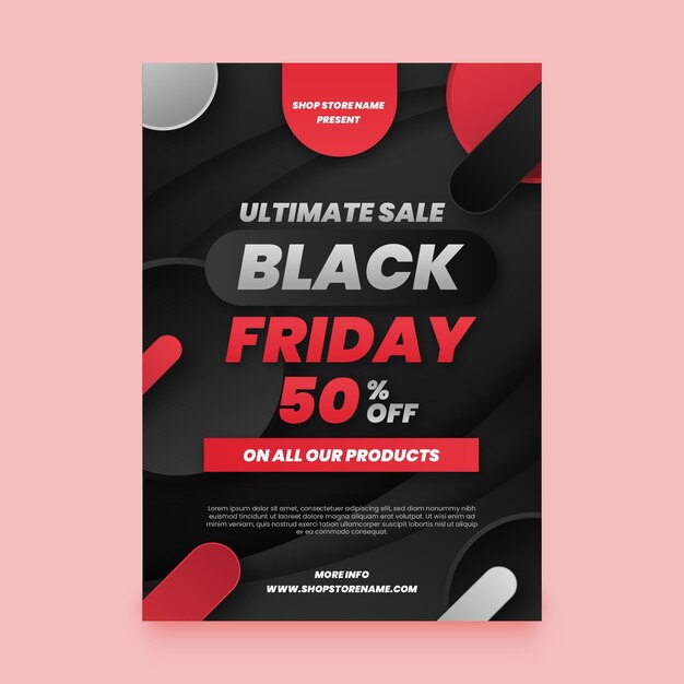 Realistic geometric black friday vertical sale poster template