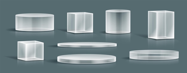 - realistic glass podium collection