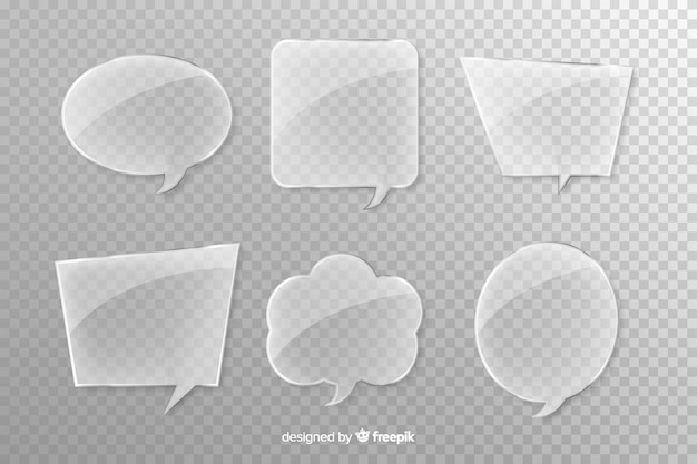 Realistic glass speech bubble collection