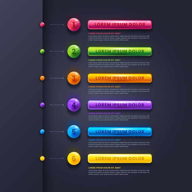 Realistic glossy infographic steps