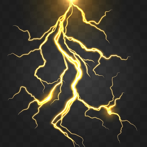 Realistic glowing lightning bolt