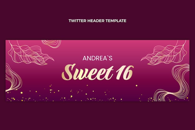 Realistic gold glitter sweet 16 twitter header