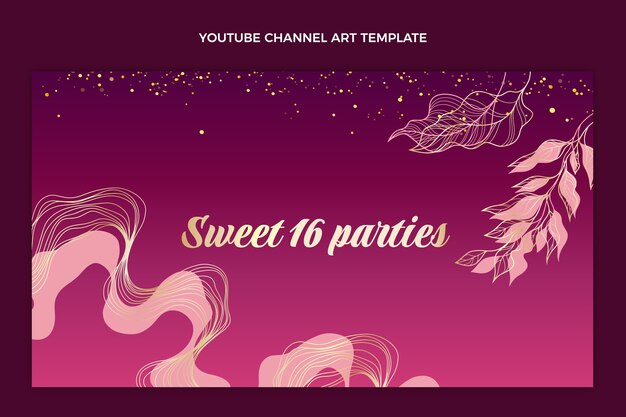 Realistic gold glitter sweet 16 youtube channel art