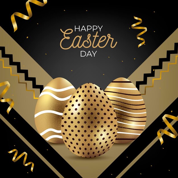 Realistic golden easter illustration