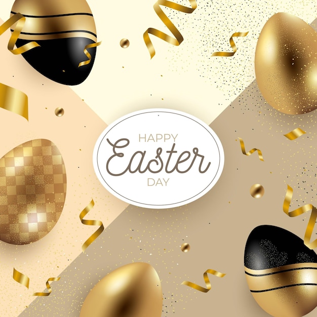 Free Vector realistic golden easter illustration