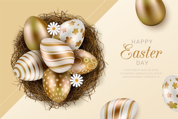 Realistic golden easter illustration