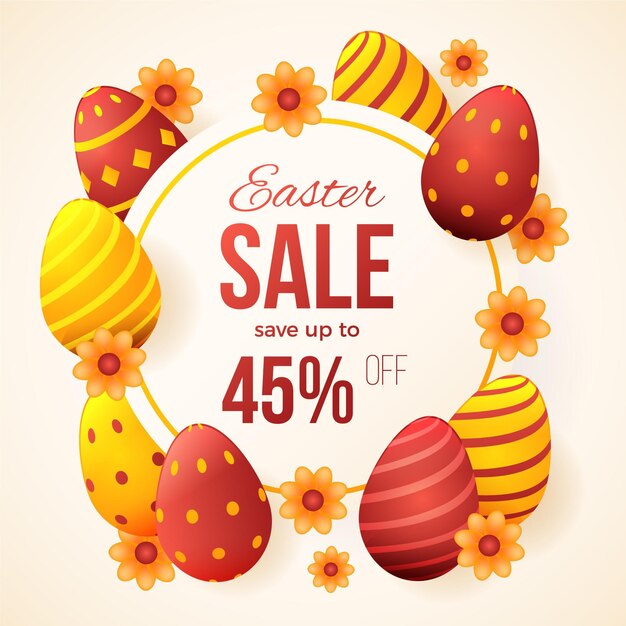 Realistic golden easter sale illustration